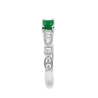 0.37 Ct. Emerald and Diamond Ring, 18K White Gold Image