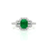 1.31 Ct. Emerald Natural Diamond Pave Ring, 18K White Gold Video