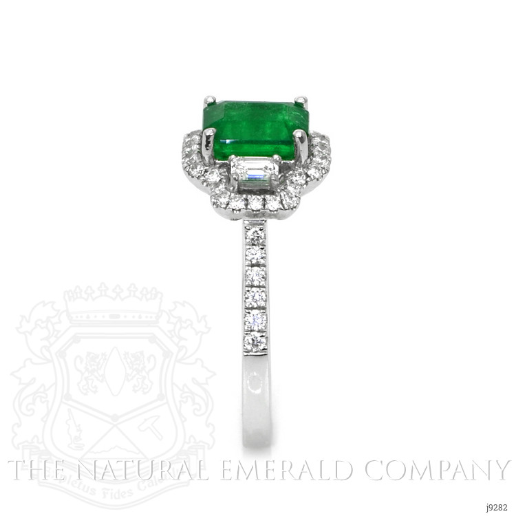 1.31 Ct. Emerald Natural Diamond Pave Ring, 18K White Gold