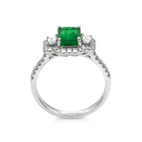 1.31 Ct. Emerald Natural Diamond Pave Ring, 18K White Gold Image
