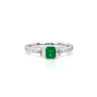 0.41 Ct. Emerald and Diamond Ring, 18K White Gold Video
