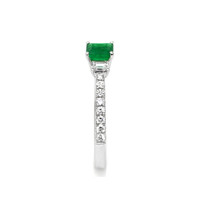 0.41 Ct. Emerald and Diamond Ring, 18K White Gold Image