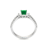 0.41 Ct. Emerald and Diamond Ring, 18K White Gold Image