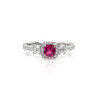 0.62 Ct. Ruby Natural Diamond Pave Ring, 18K White Gold Video