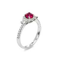 0.62 Ct. Ruby Natural Diamond Pave Ring, 18K White Gold Image