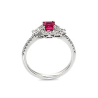 0.62 Ct. Ruby Natural Diamond Pave Ring, 18K White Gold Image