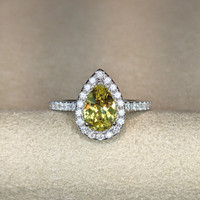 1.47 Ct. Chrysoberyl Natural Diamond Pave Ring, 14K White Gold Image