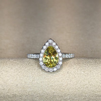 1.47 Ct. Chrysoberyl Natural Diamond Pave Ring, 14K White Gold Life Style