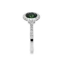 1.27 Ct. Bluish Green Sapphire and Natural Diamond Pave Ring, 18K White Gold Image