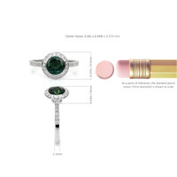 1.27 Ct. Bluish Green Sapphire and Natural Diamond Pave Ring, 18K White Gold Image