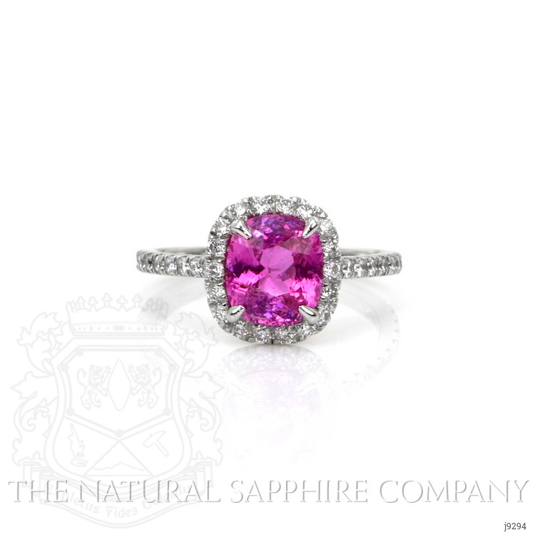 2.28 Ct. Pink Sapphire and Natural Diamond Pave Ring, 14K White Gold