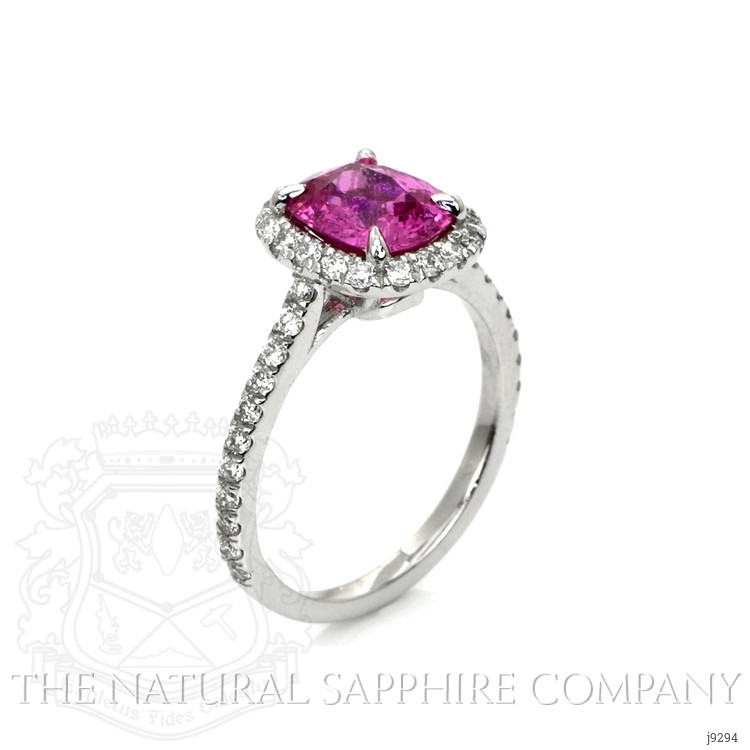 2.28 Ct. Pink Sapphire and Natural Diamond Pave Ring, 14K White Gold