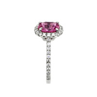 2.28 Ct. Pink Sapphire and Natural Diamond Pave Ring, 14K White Gold Image