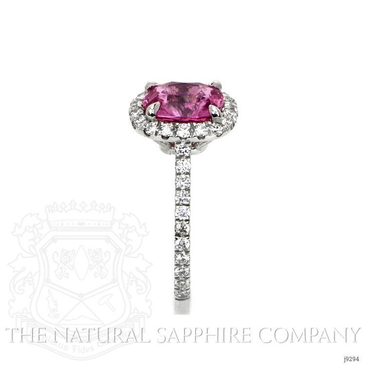 2.28 Ct. Pink Sapphire and Natural Diamond Pave Ring, 14K White Gold