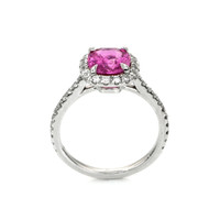 2.28 Ct. Pink Sapphire and Natural Diamond Pave Ring, 14K White Gold Image