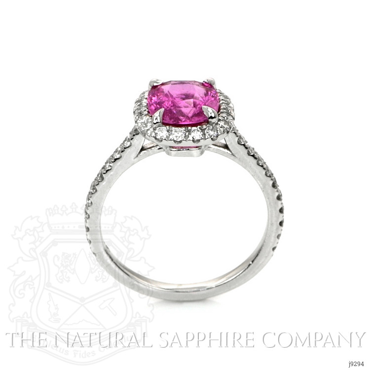2.28 Ct. Pink Sapphire and Natural Diamond Pave Ring, 14K White Gold