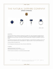 9.01 Ct. Blue Sapphire and Natural Diamond Three Stone Ring, Platinum 950 Appraisal