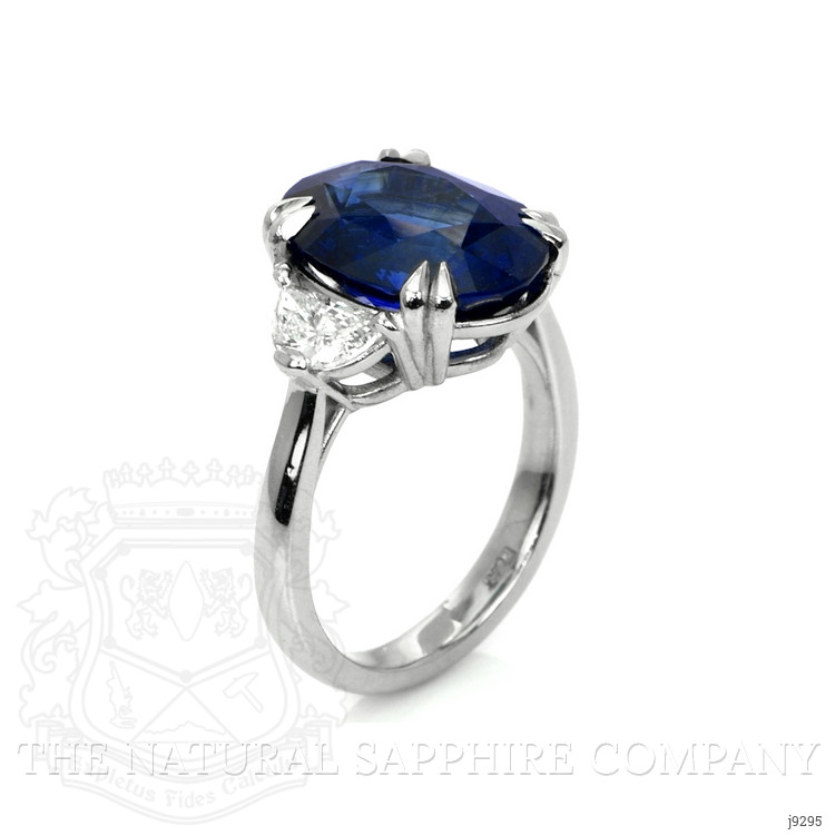 9.01 Ct. Blue Sapphire and Natural Diamond Three Stone Ring, Platinum 950