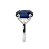 9.01 Ct. Blue Sapphire and Natural Diamond Three Stone Ring, Platinum 950 Image