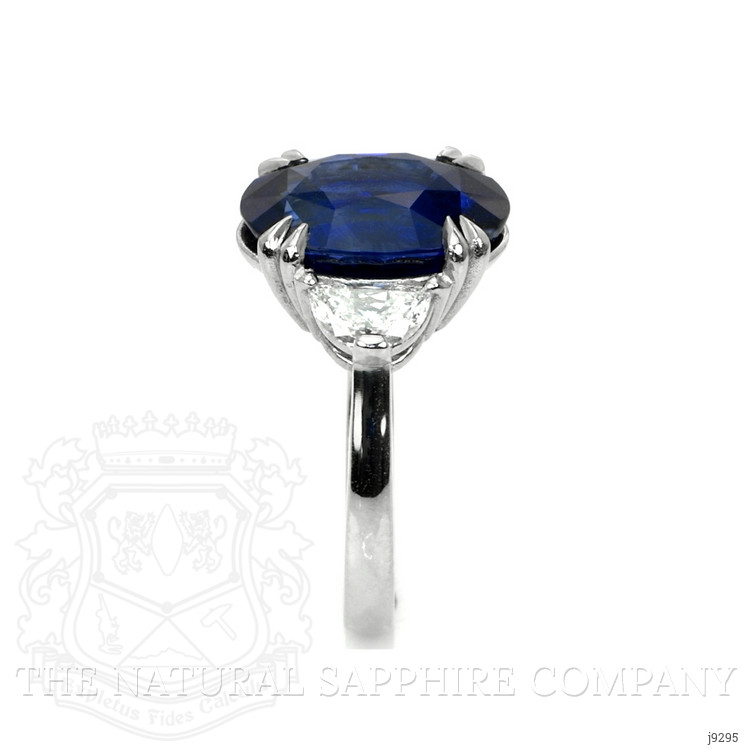 9.01 Ct. Blue Sapphire and Natural Diamond Three Stone Ring, Platinum 950