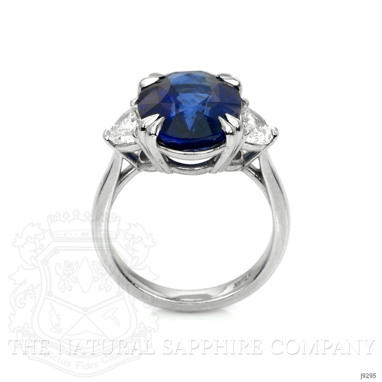 9.01 Ct. Blue Sapphire and Natural Diamond Three Stone Ring, Platinum 950