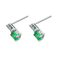 0.67 Ct.Tw. Emerald Natural Diamond Accent Stones Earrings, 18K White Gold Image
