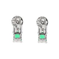 0.67 Ct.Tw. Emerald Natural Diamond Accent Stones Earrings, 18K White Gold Image