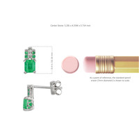0.67 Ct.Tw. Emerald Natural Diamond Accent Stones Earrings, 18K White Gold Image