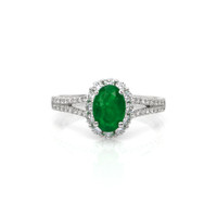 1.00 Ct. Emerald and Diamond Ring, 18K White Gold Video