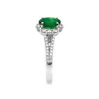 1.00 Ct. Emerald and Diamond Ring, 18K White Gold Image