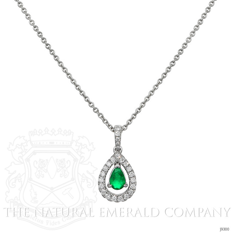 0.33 Ct. Emerald Natural Diamond Pendant, 18K White Gold