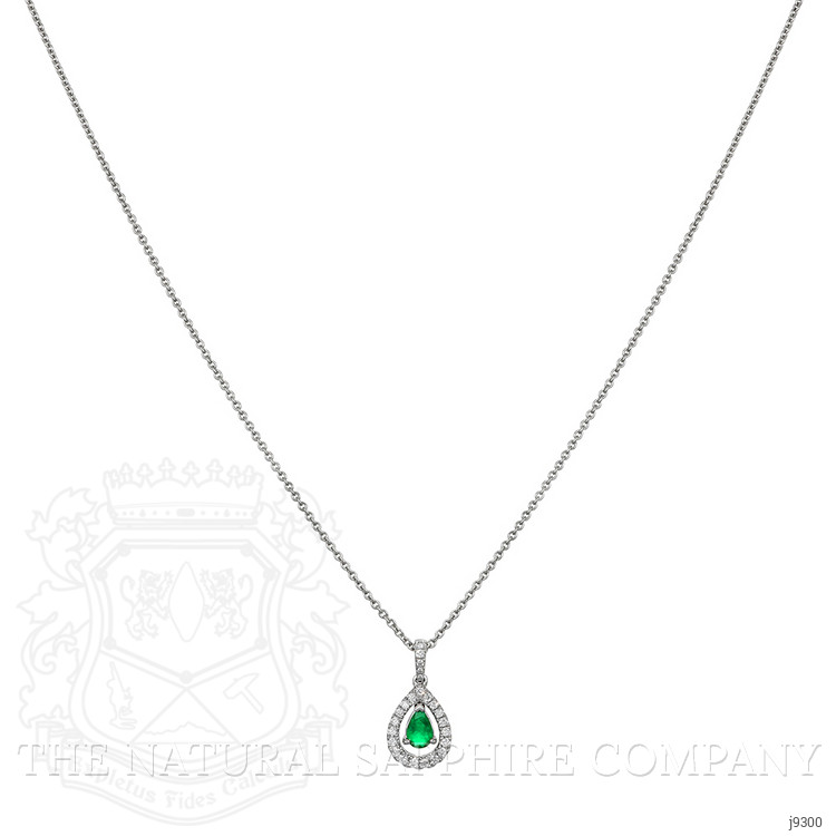 0.33 Ct. Emerald Natural Diamond Pendant, 18K White Gold