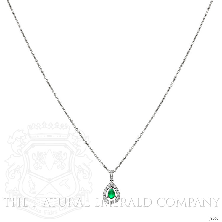 0.33 Ct. Emerald Natural Diamond Pendant, 18K White Gold