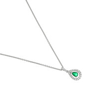 0.33 Ct. Emerald Natural Diamond Pendant, 18K White Gold Image