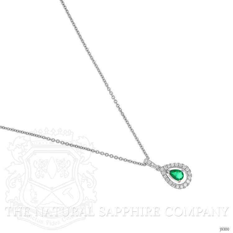 0.33 Ct. Emerald Natural Diamond Pendant, 18K White Gold