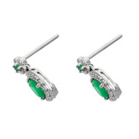 0.73 Ct.Tw. Emerald Natural Diamond Pave Earrings, 18K White Gold Image