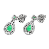 0.73 Ct.Tw. Emerald Natural Diamond Pave Earrings, 18K White Gold Image