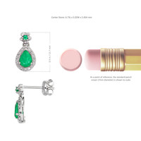 0.73 Ct.Tw. Emerald Natural Diamond Pave Earrings, 18K White Gold Image