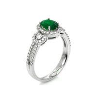 0.72 Ct. Emerald and Diamond Pave Ring, 18K White Gold Image