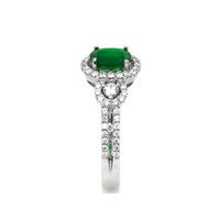 0.72 Ct. Emerald and Diamond Pave Ring, 18K White Gold Image
