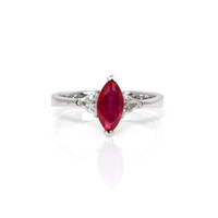 1.27 Ct. Ruby and Diamond Ring, 18K White Gold Video