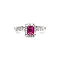 0.54 Ct. Ruby Natural Diamond Pave Ring, 18K White Gold Video