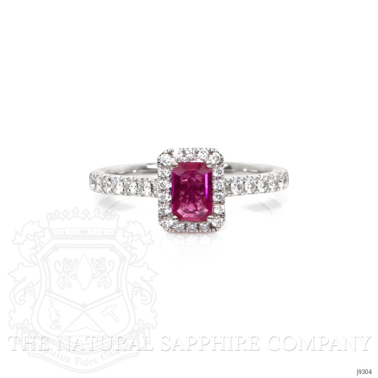 0.54 Ct. Ruby Natural Diamond Pave Ring, 18K White Gold