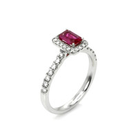 0.54 Ct. Ruby Natural Diamond Pave Ring, 18K White Gold Image