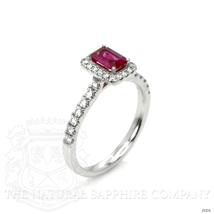 0.54 Ct. Ruby Natural Diamond Pave Ring, 18K White Gold