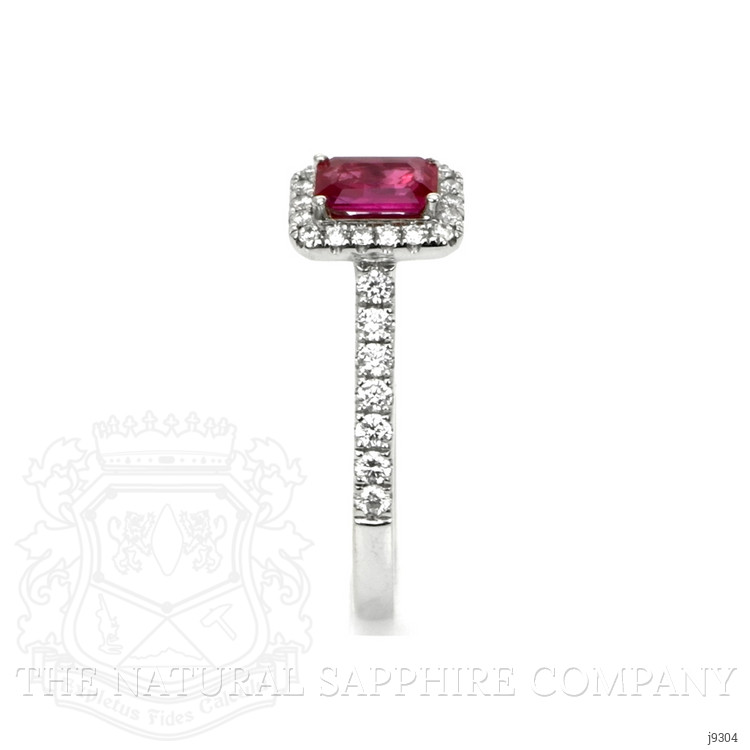 0.54 Ct. Ruby Natural Diamond Pave Ring, 18K White Gold