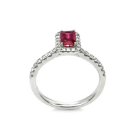 0.54 Ct. Ruby Natural Diamond Pave Ring, 18K White Gold Image