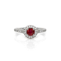 0.50 Ct. Ruby Natural Diamond Pave Ring, 18K White Gold Video