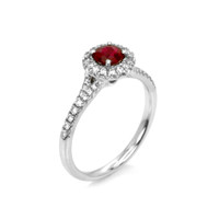 0.50 Ct. Ruby Natural Diamond Pave Ring, 18K White Gold Image
