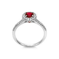 0.50 Ct. Ruby Natural Diamond Pave Ring, 18K White Gold Image